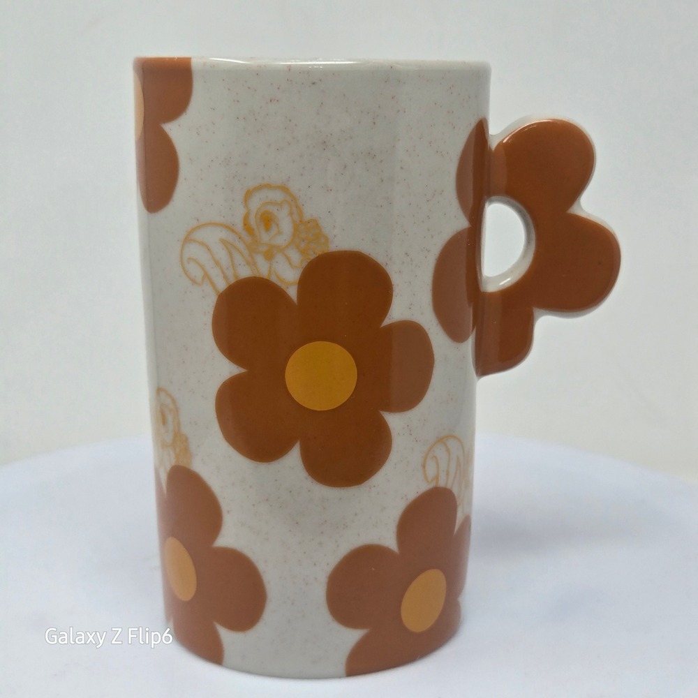 Disney Miss Bunny Bambi Flower Handle Stoneware Mug Retro 70s Floral 10oz Cup